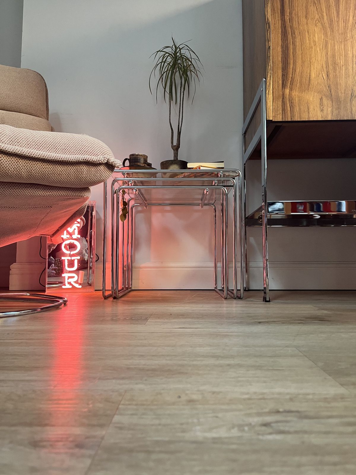 1980s Marcel T Nesting Tables By Kazuhide Takahama For Cassina Italy Clear Glass photo vinterior