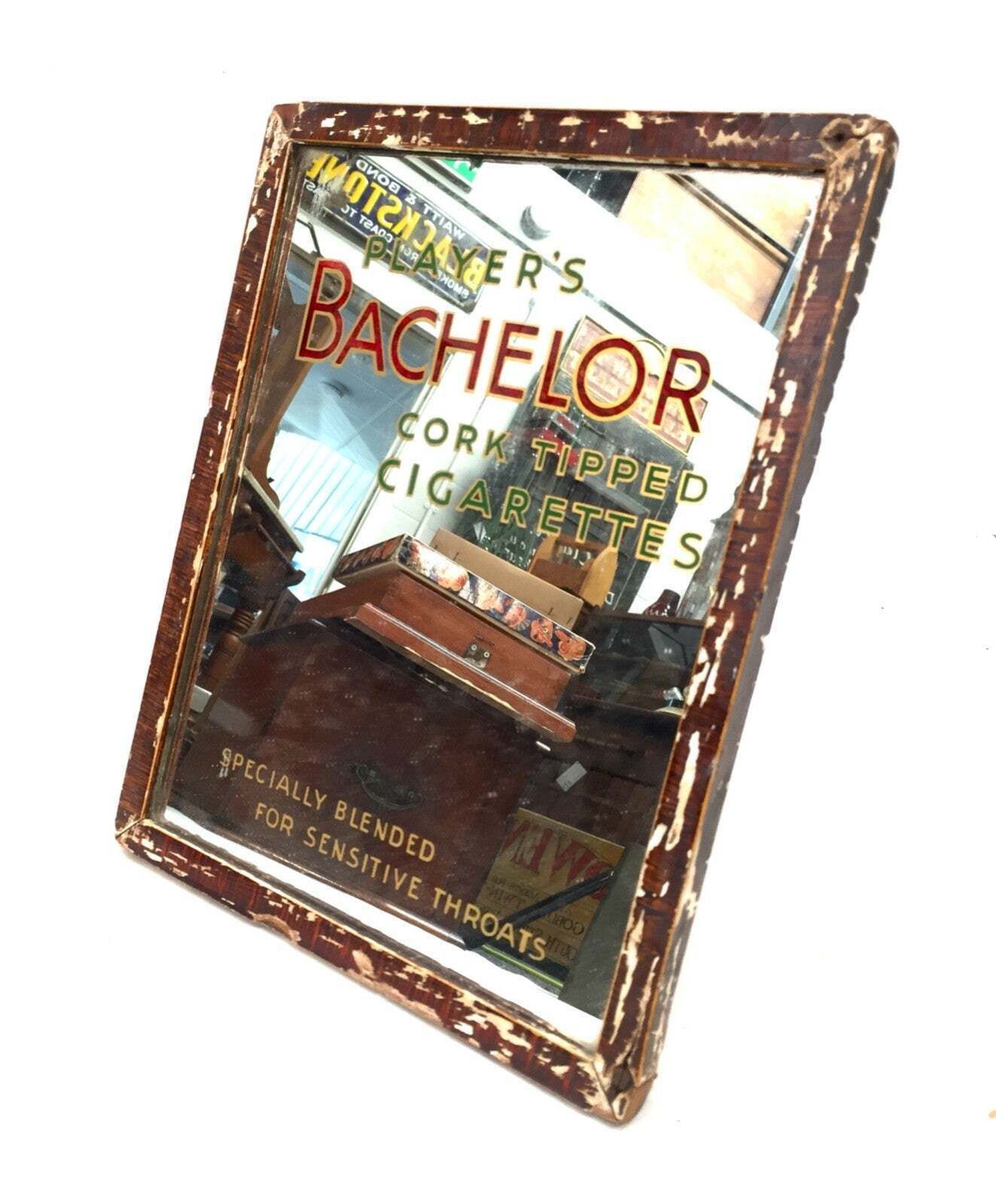 Antique Advertising Player's Bachelor Cigarettes Framed Mirror / Sign Tabletop photo for sale