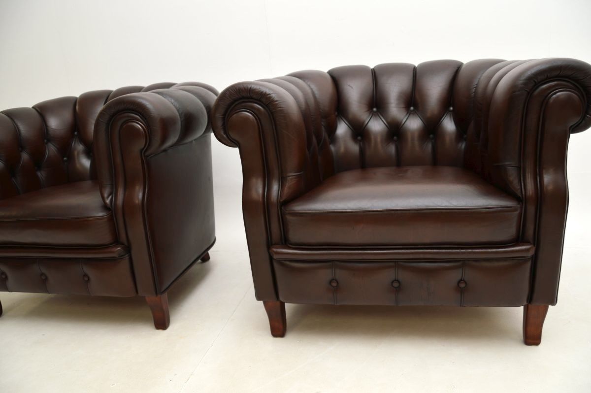 Pair Of Antique Swedish Leather Club Armchairs By Broderna Andersson photo 1950.0