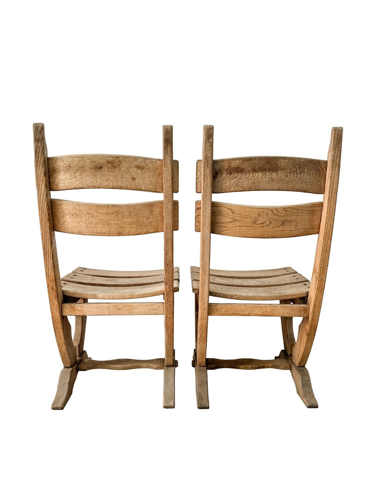 Pair Of Solid Oak Chairs Dittmann & Co Brutalist Mid Century 1970’s Weathered photo Furniture
