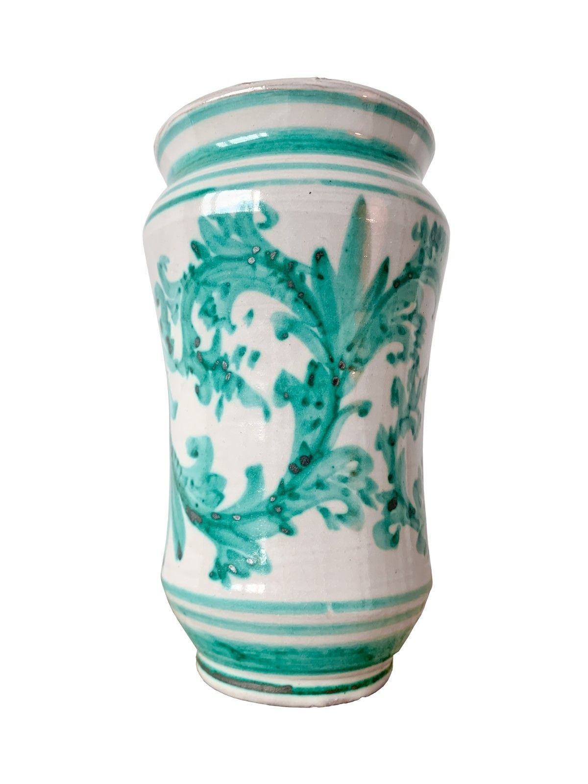 Italian Igor Vase Ceramic Sculpture White/Green Santo Stefano Di Camastra 1950's photo furniture