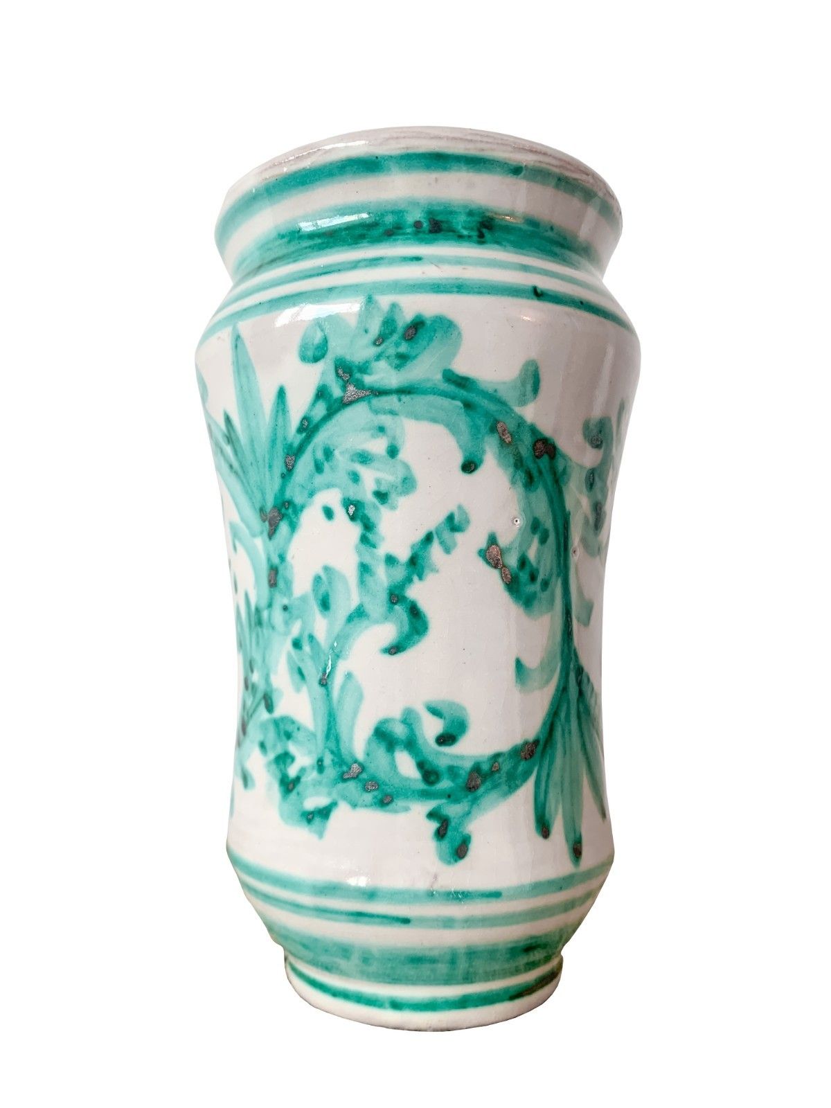 Italian Igor Vase Ceramic Sculpture White/Green Santo Stefano Di Camastra 1950's photo for sale