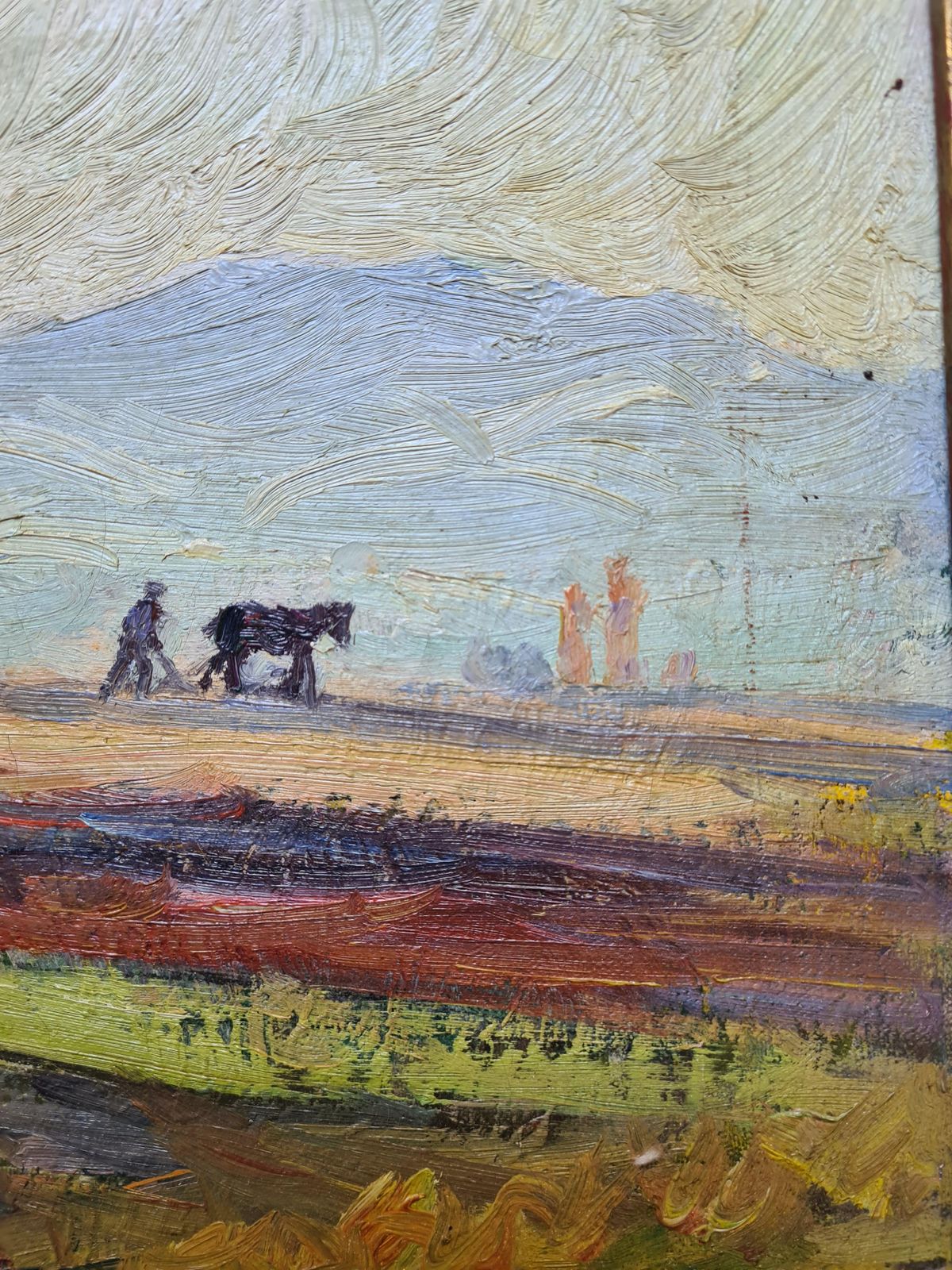 René Seyssaud, French Fauvist Oil On Canvas Landscape, Men Ploughingthe Fields photo 12413.0
