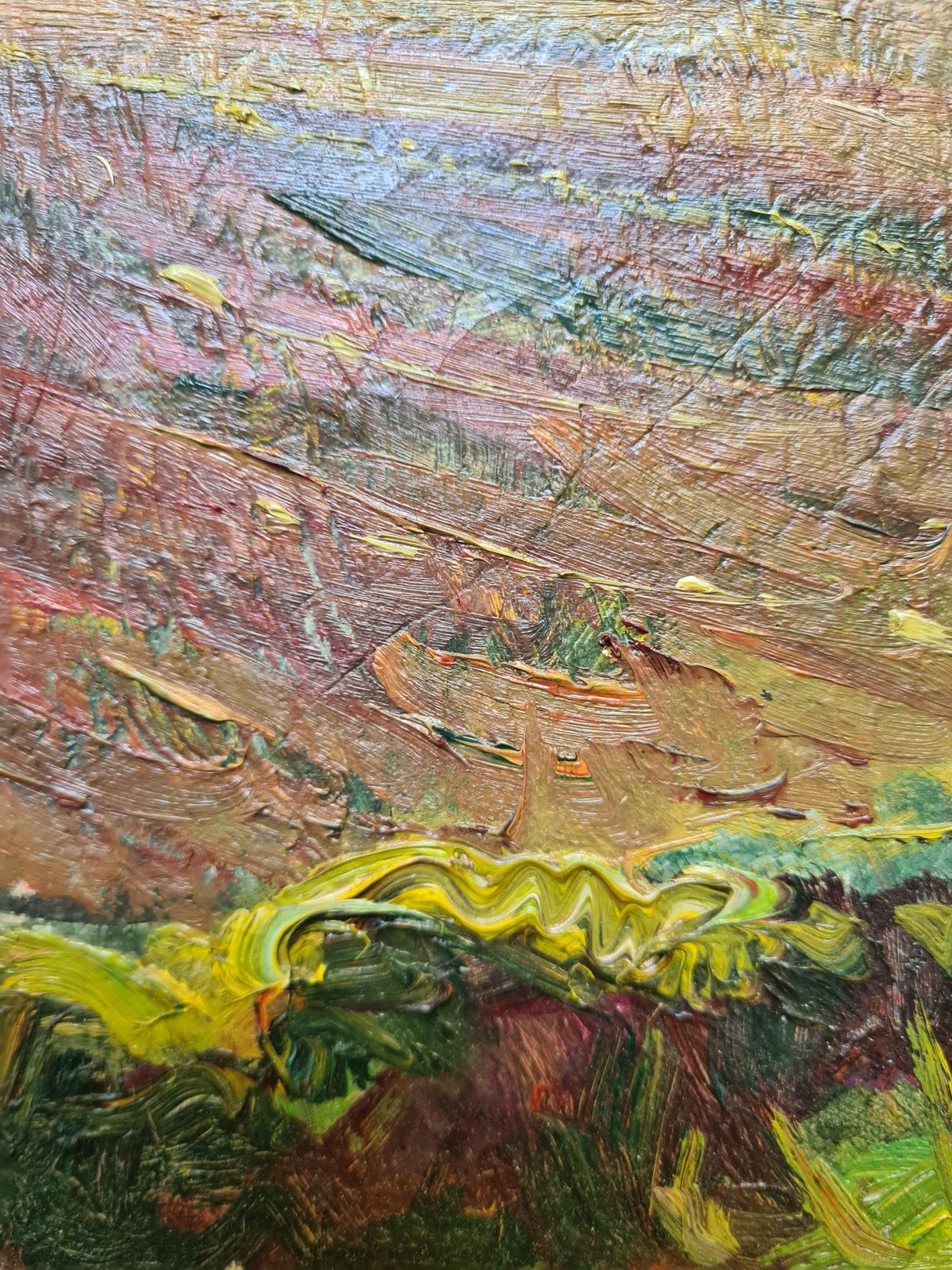 12413.0 René Seyssaud, French Fauvist Oil On Canvas Landscape, Men Ploughingthe Fields photo