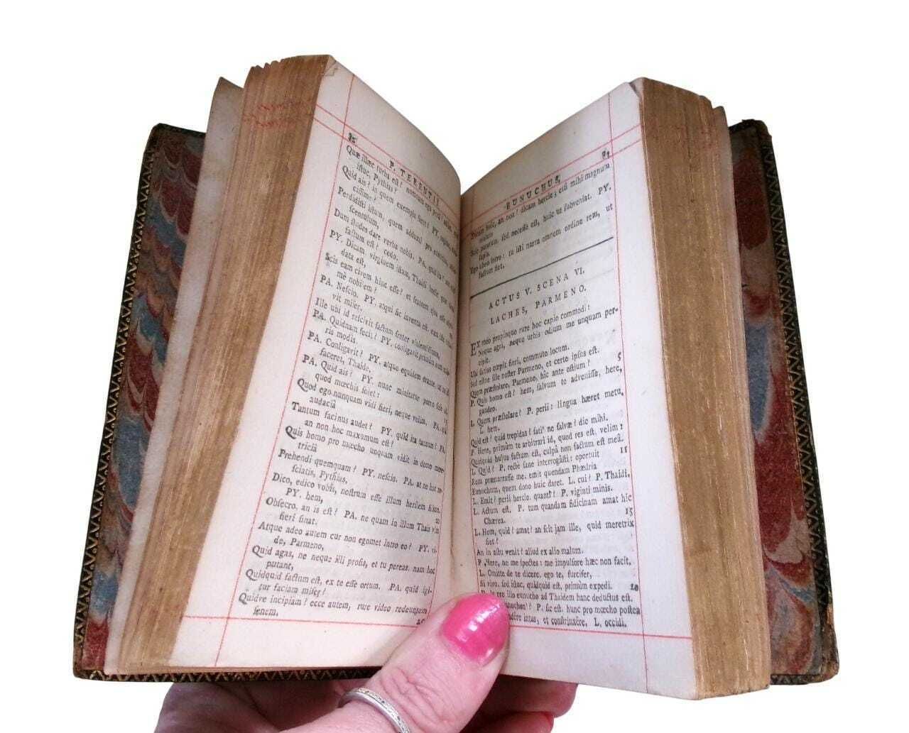 1744 Roman Plays: Terentii Comoediae Sex, Small Leather Bound Latin Text, Terence's Six Comedies photo buy