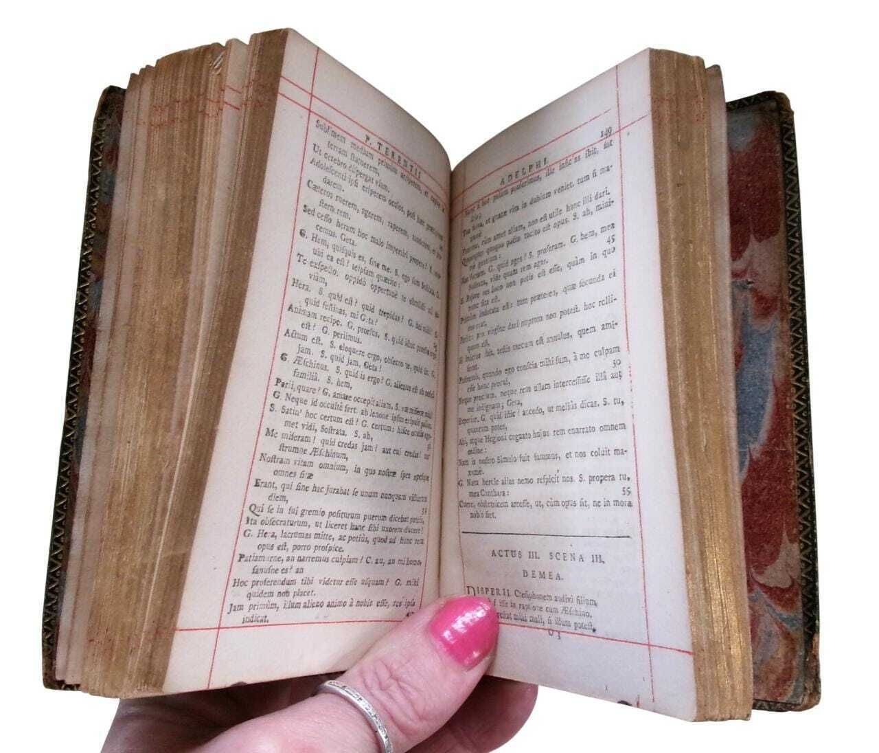 1744 Roman Plays: Terentii Comoediae Sex, Small Leather Bound Latin Text, Terence's Six Comedies photo vintage