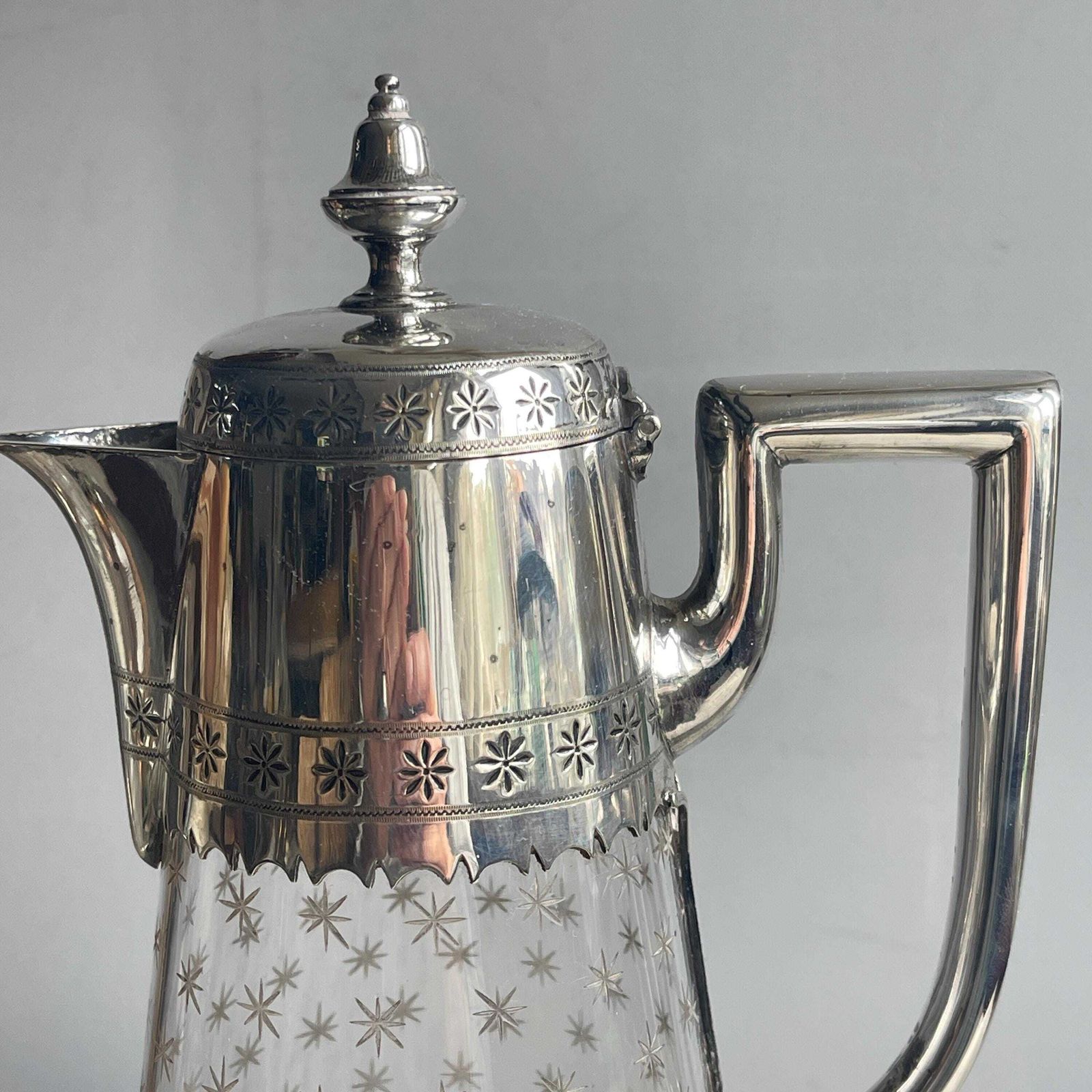 Victorian Glass Claret Carafe   Silver Plated Martin Hall Claret Jug   Decanter With Handle photo Home Decor