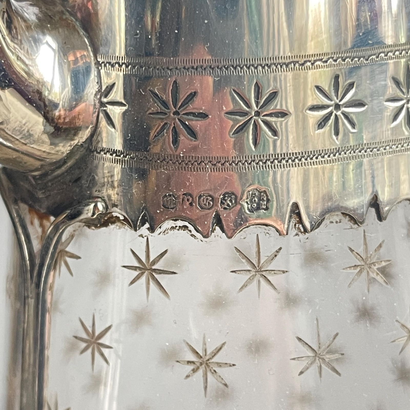 Victorian Glass Claret Carafe   Silver Plated Martin Hall Claret Jug   Decanter With Handle photo vintage