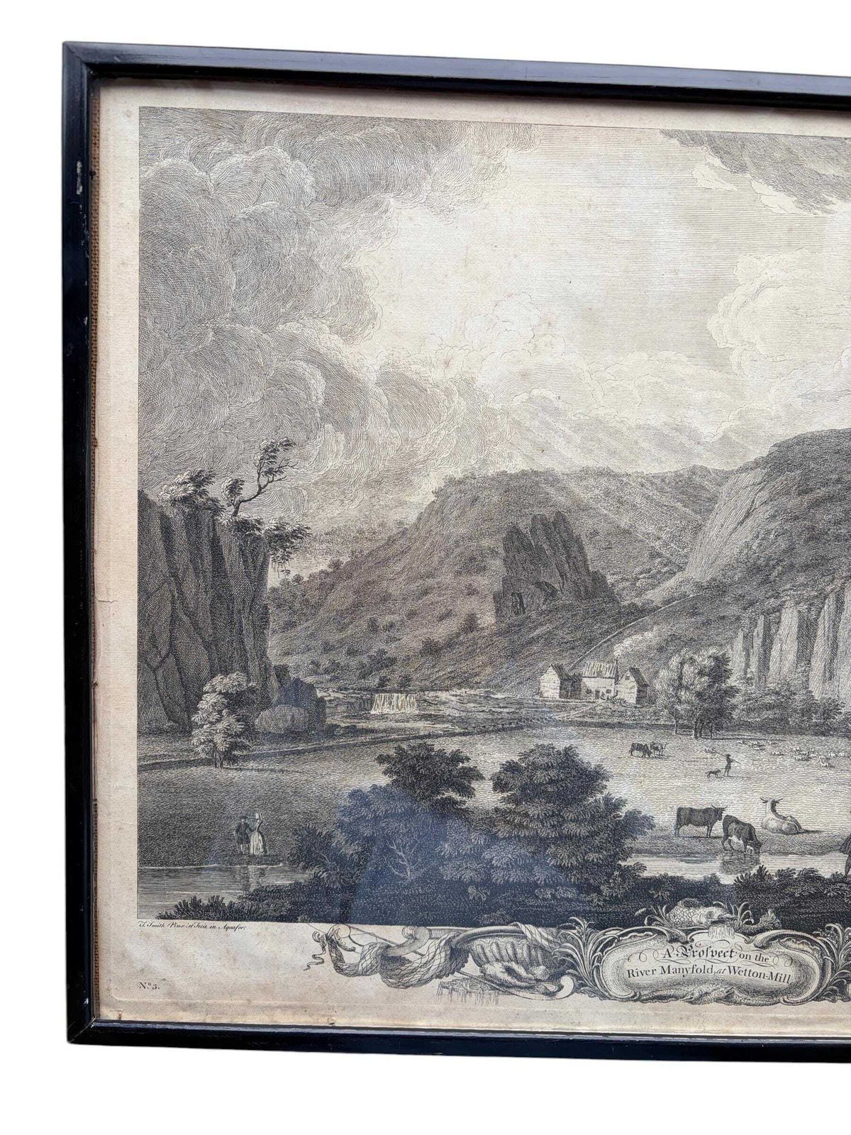 Antique 1743 Copper Plate Engraving Thomas Smith Of Derby Wetton Mill River Manifold Georgian Landscape Framed photo Art