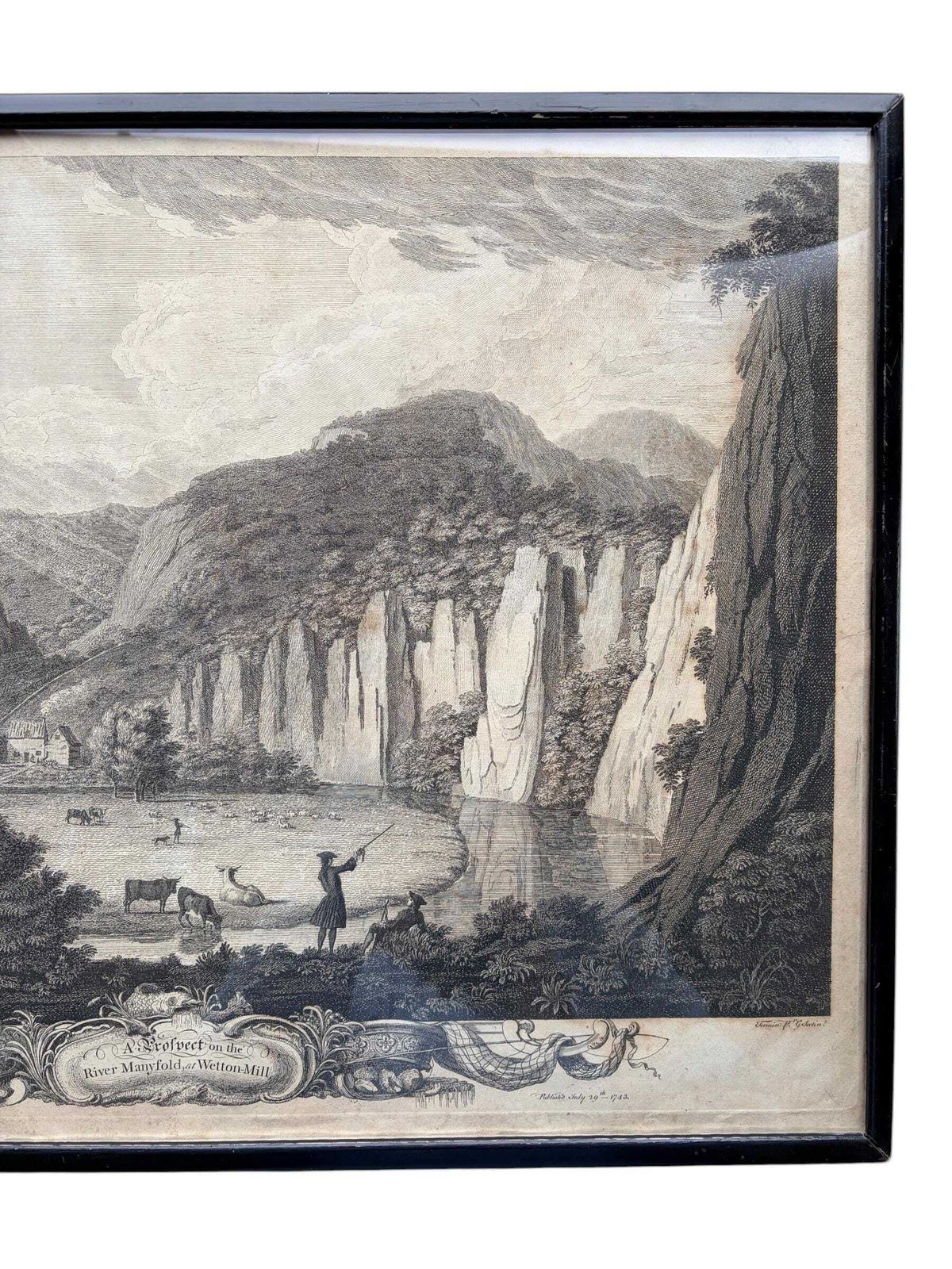 Antique 1743 Copper Plate Engraving Thomas Smith Of Derby Wetton Mill River Manifold Georgian Landscape Framed photo 850.0