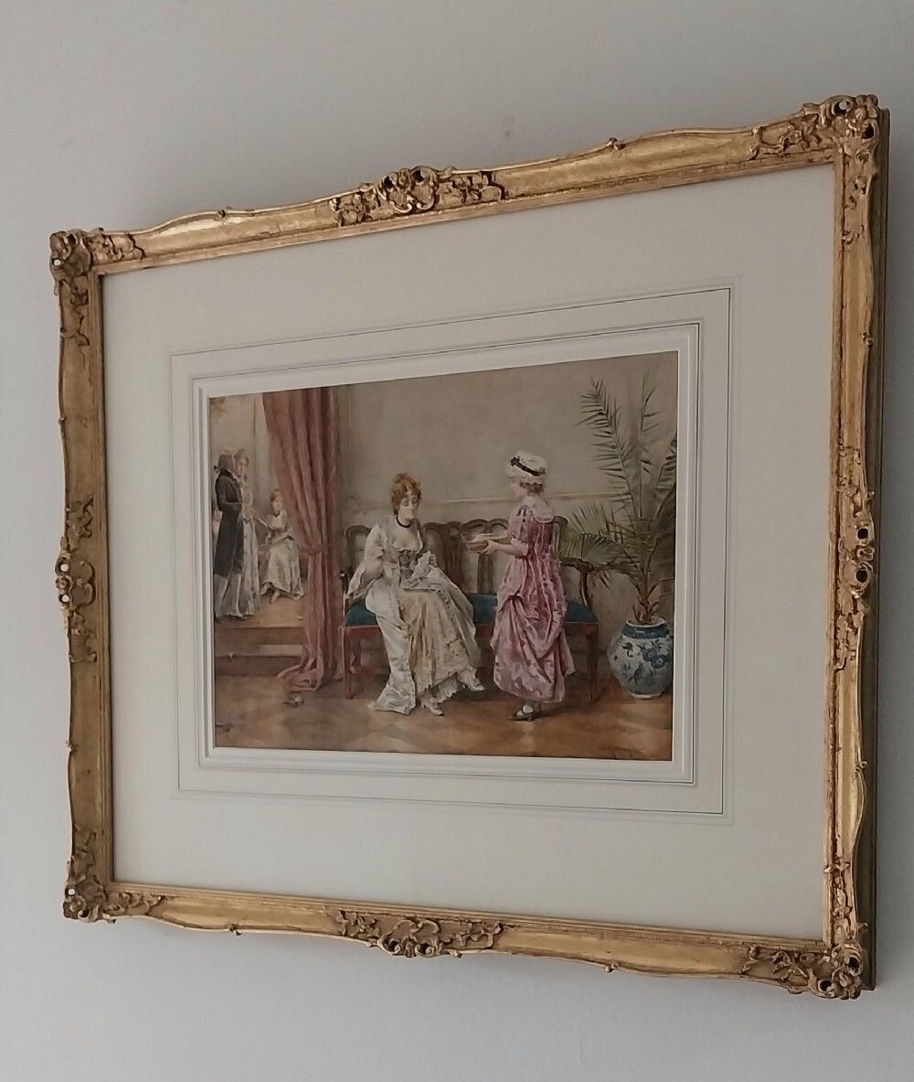 George Goodwin Kilburne Watercolour "Repairing The Damages" photo vintage