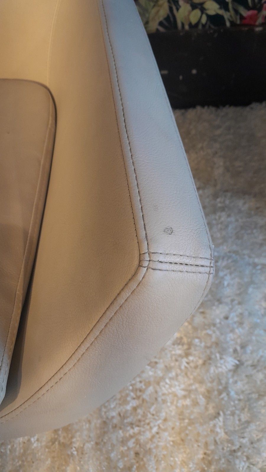 photo for sale Stylish High Quality Scandinavian Cream Leather Swivel Chair By "Swedese"
