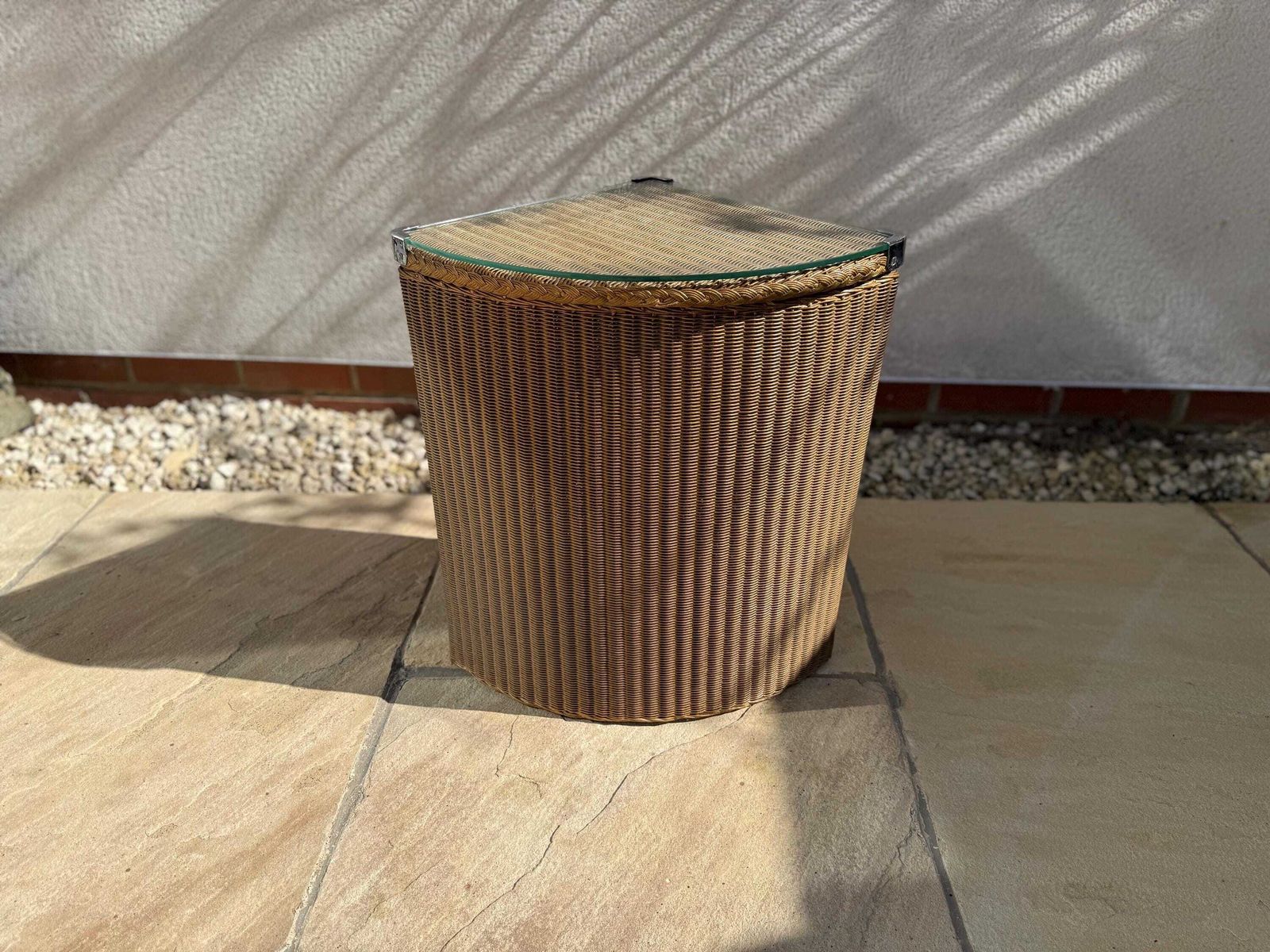 Lloyd Loom Linen Basket With Glass Top Storagetrunk Wash Basket photo 116.0