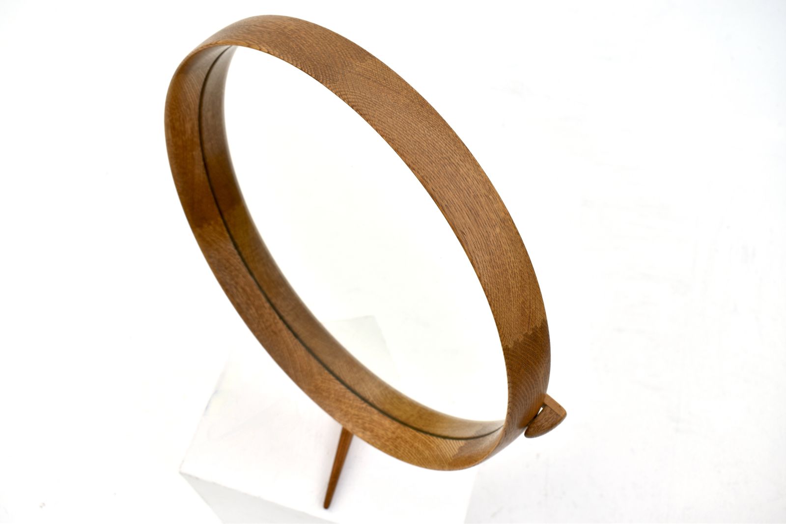 Large Oak Vanity Mirror By Uno & östen Kristiansson For Luxus, Sweden photo for sale
