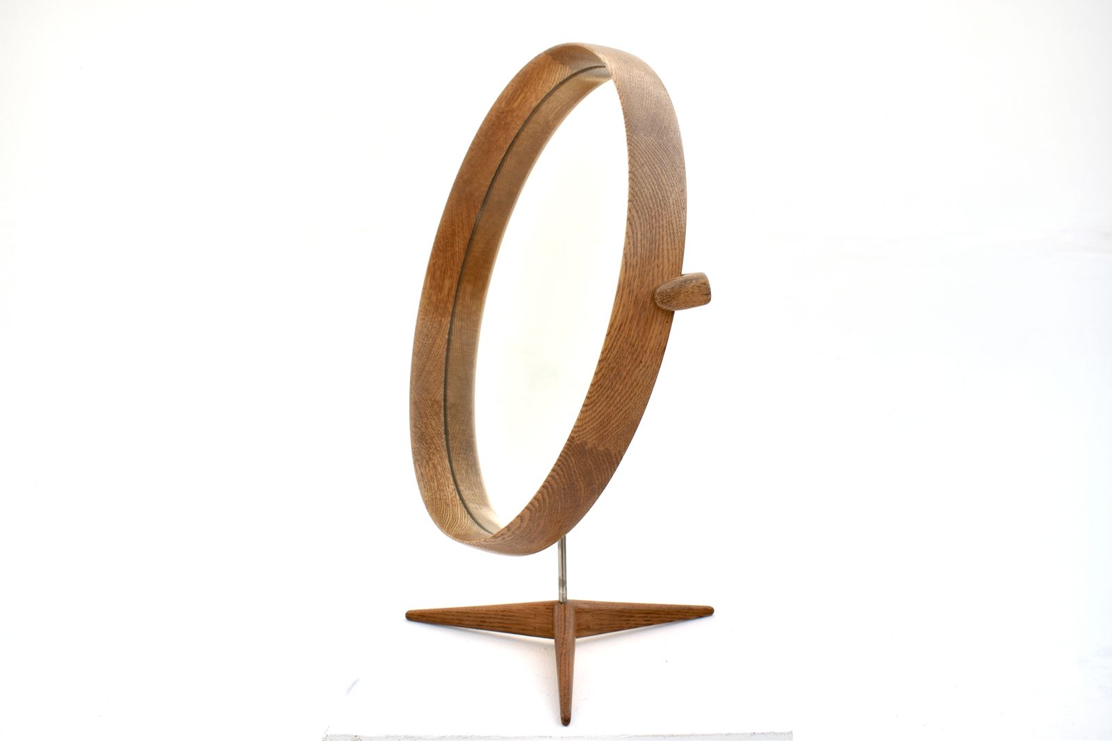 Large Oak Vanity Mirror By Uno & östen Kristiansson For Luxus, Sweden photo vintage