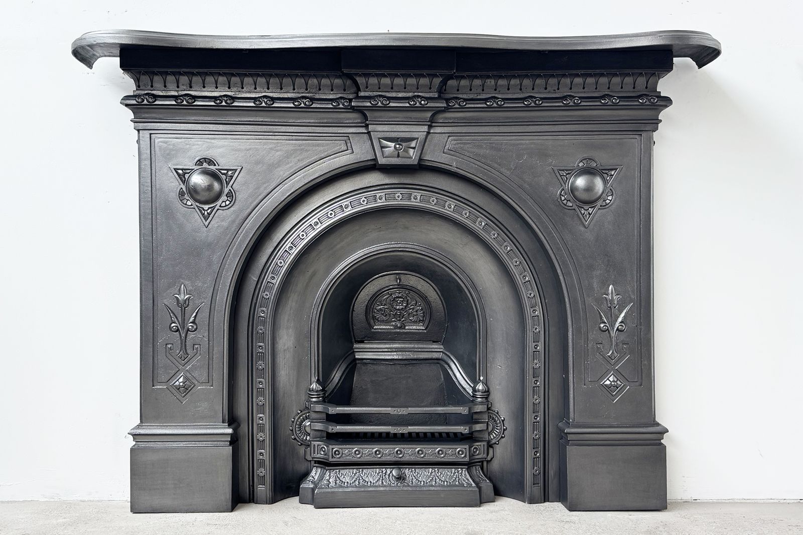 19th Century Victorian Arched Cast Iron Fireplace Surround