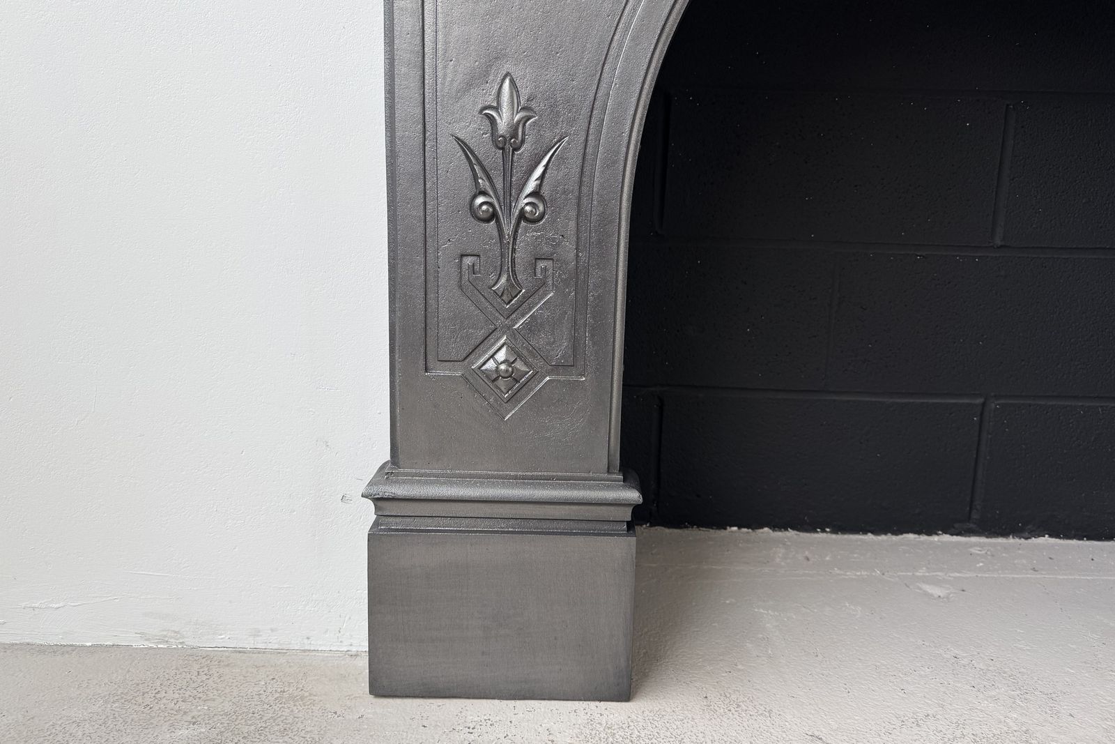 photo for sale 19th Century Victorian Arched Cast Iron Fireplace Surround