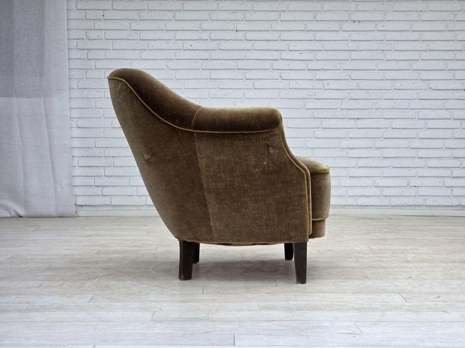photo furniture 1960s, Danish Armchair, Original Green Furniture Velour.