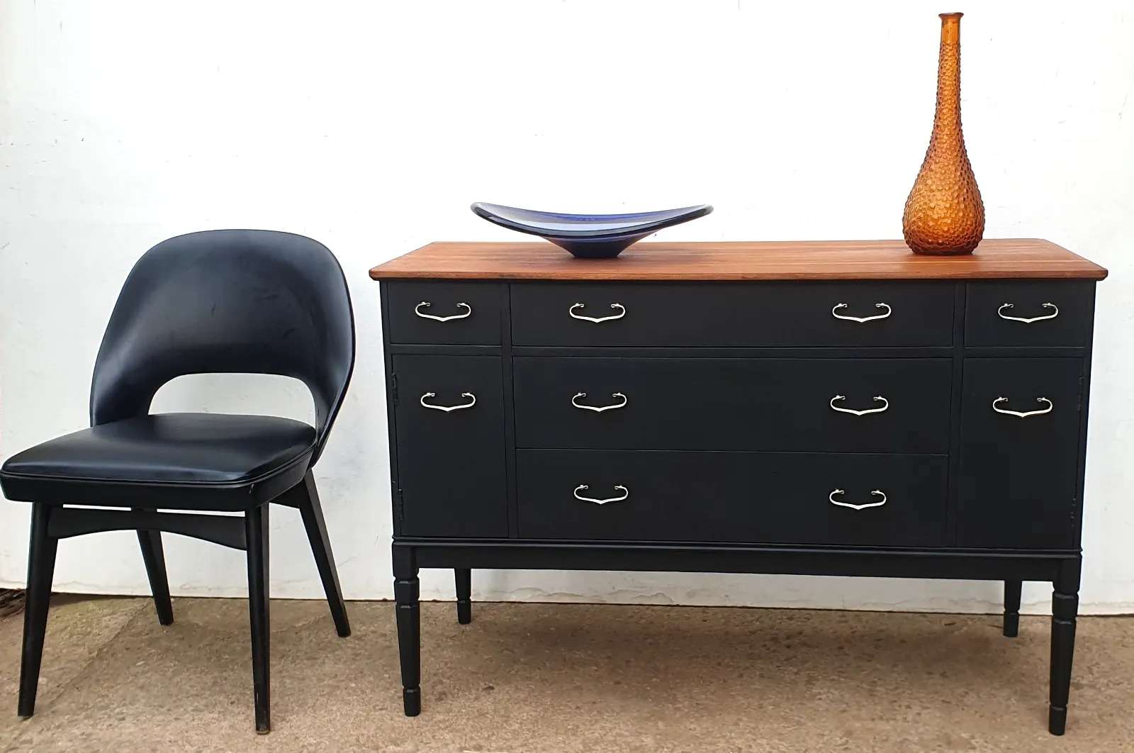 A Mid Century Painted Teak Sideboard / Chest Of Drawers