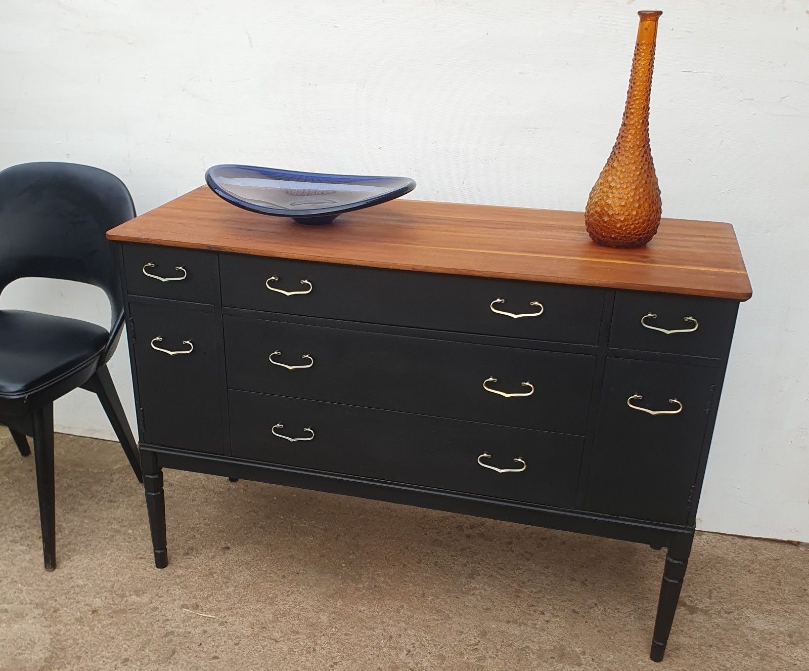 A Mid Century Painted Teak Sideboard / Chest Of Drawers photo for sale