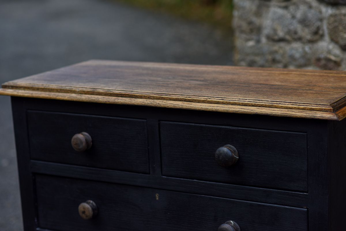 photo for sale Rustic Black Chest Of Drawers In Oak.