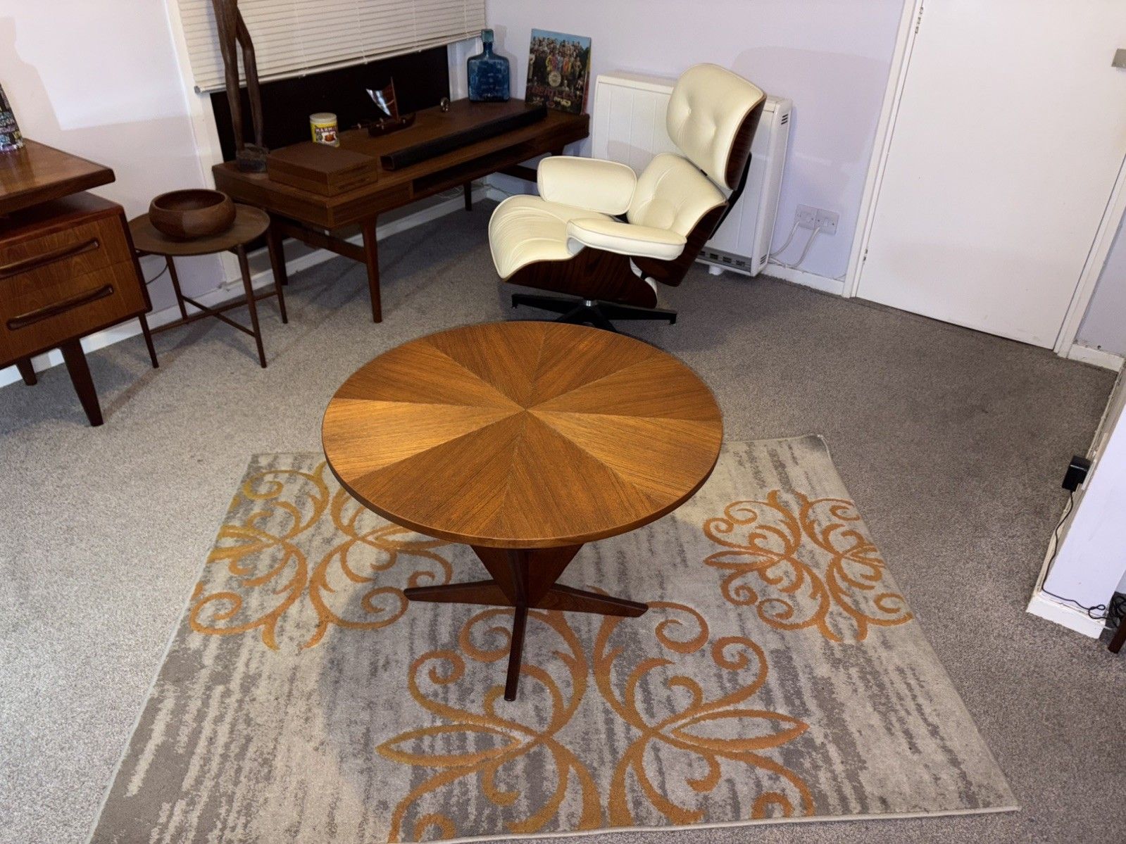Mid Century Danish Kubus Teak Starburst Radial Coffee Table Retro G Plan Era photo furniture