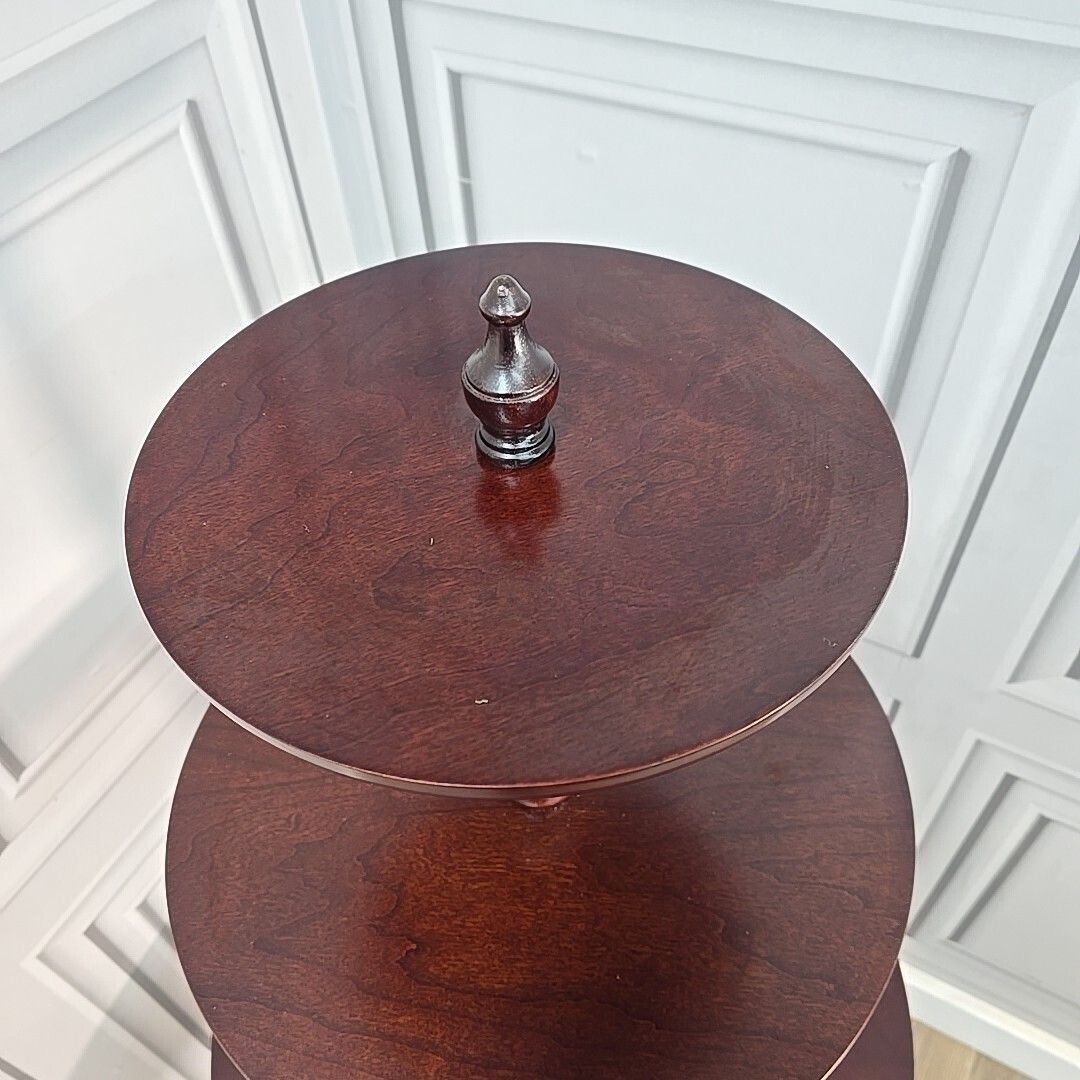 Vintage Cake Stand Dumb Waiter Butler Mahogany Tiered Round Table Wine Display photo vinterior