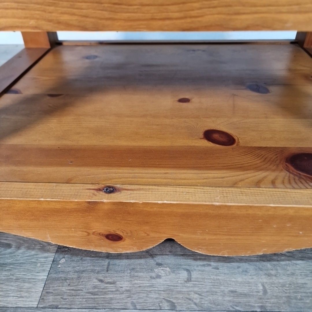 photo buy Vintage Pine Coffee Table Tv Media Unit Drawer Rustic Storage Shelf Wooden