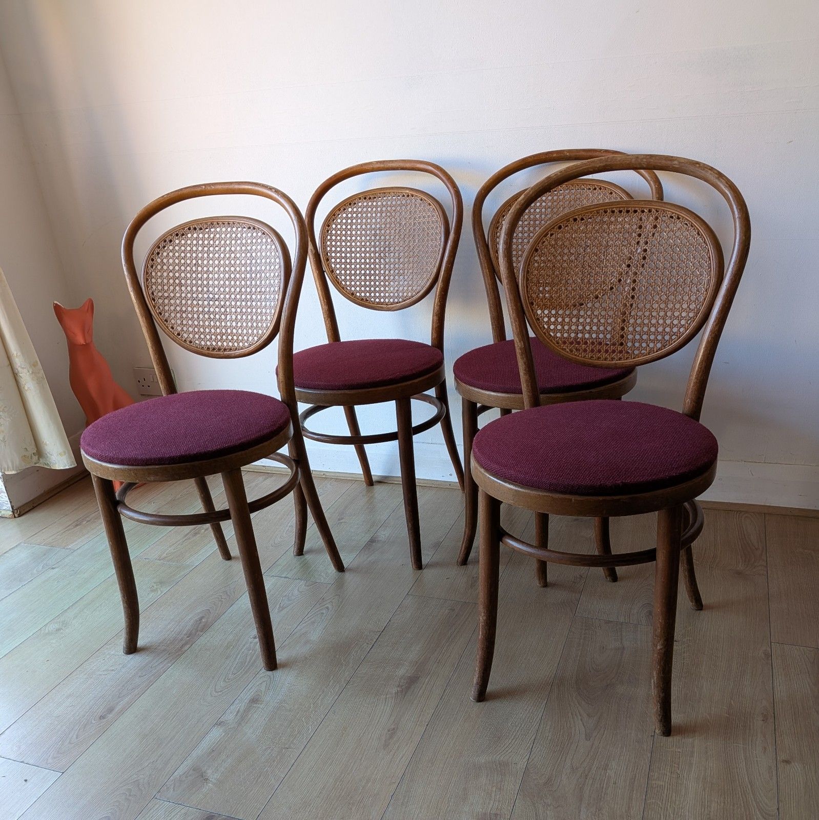 Set Of 4 Vintage Cane Back Dining Chairs | Bistro Style | photo furniture