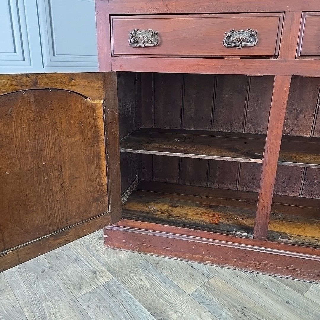 490.0 Antique Library Bookcase Dresser Cabinet Glazed Top Sideboard Cupboard Shelves photo