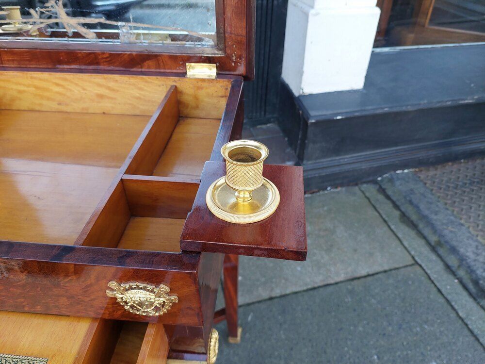 19thc French Mahogany & Satinwood Writing Desk photo for sale
