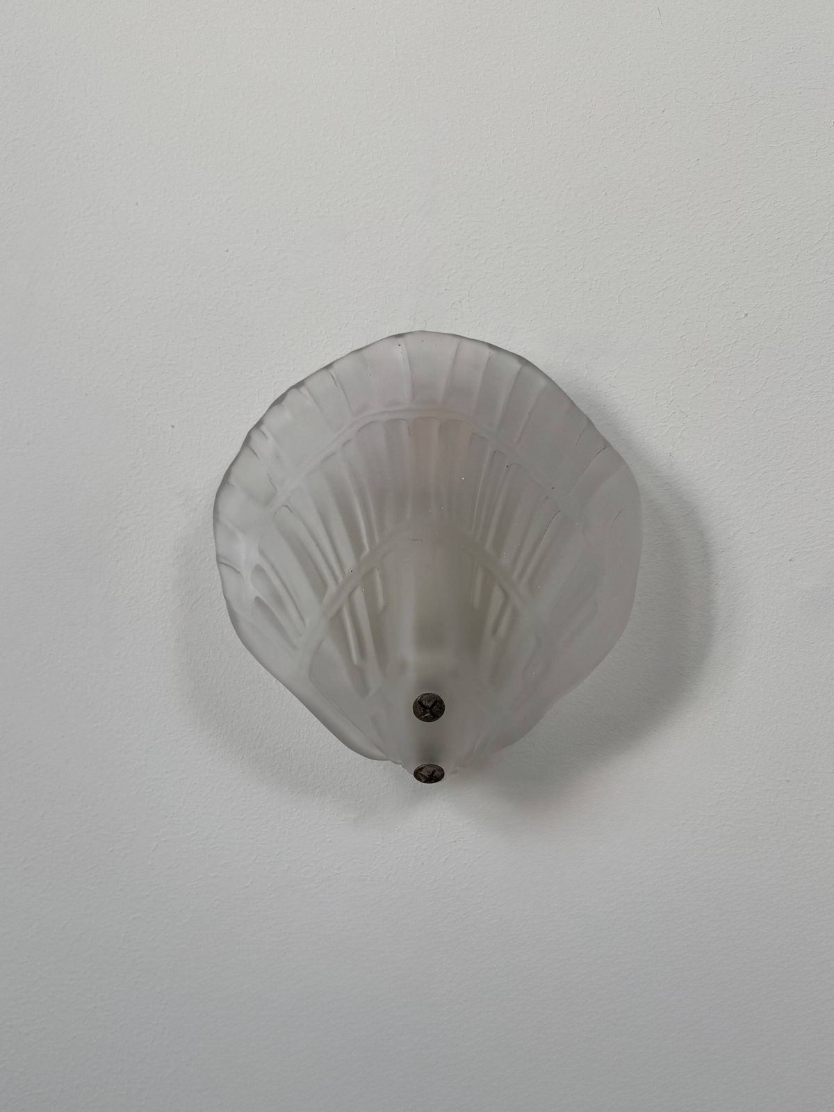 Pair Of Seashell Wall Sconces In Sandblasted Glass, France, 1970 photo vinterior