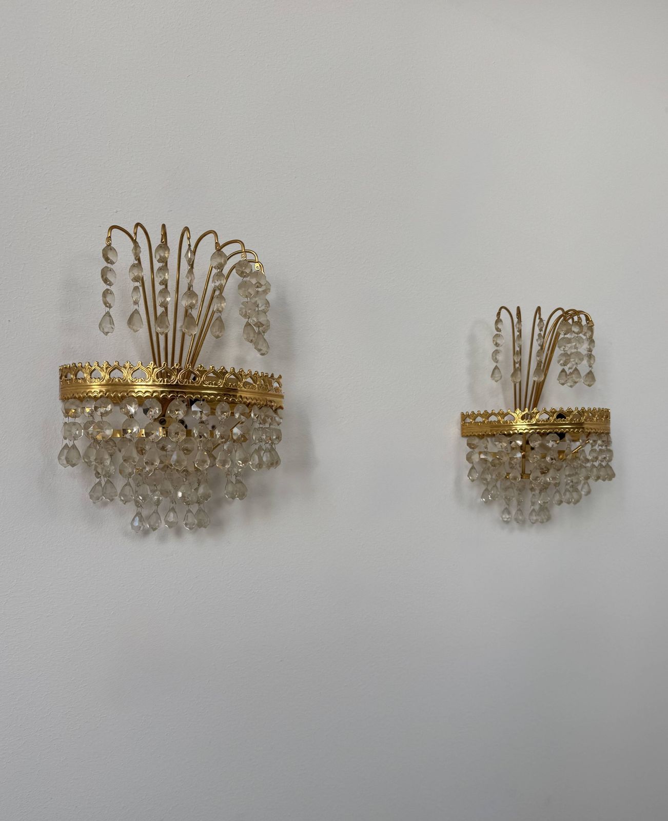 Pair Of Vintage Wall Sconces, Glass And Brass, Sweden, 1970 photo buy