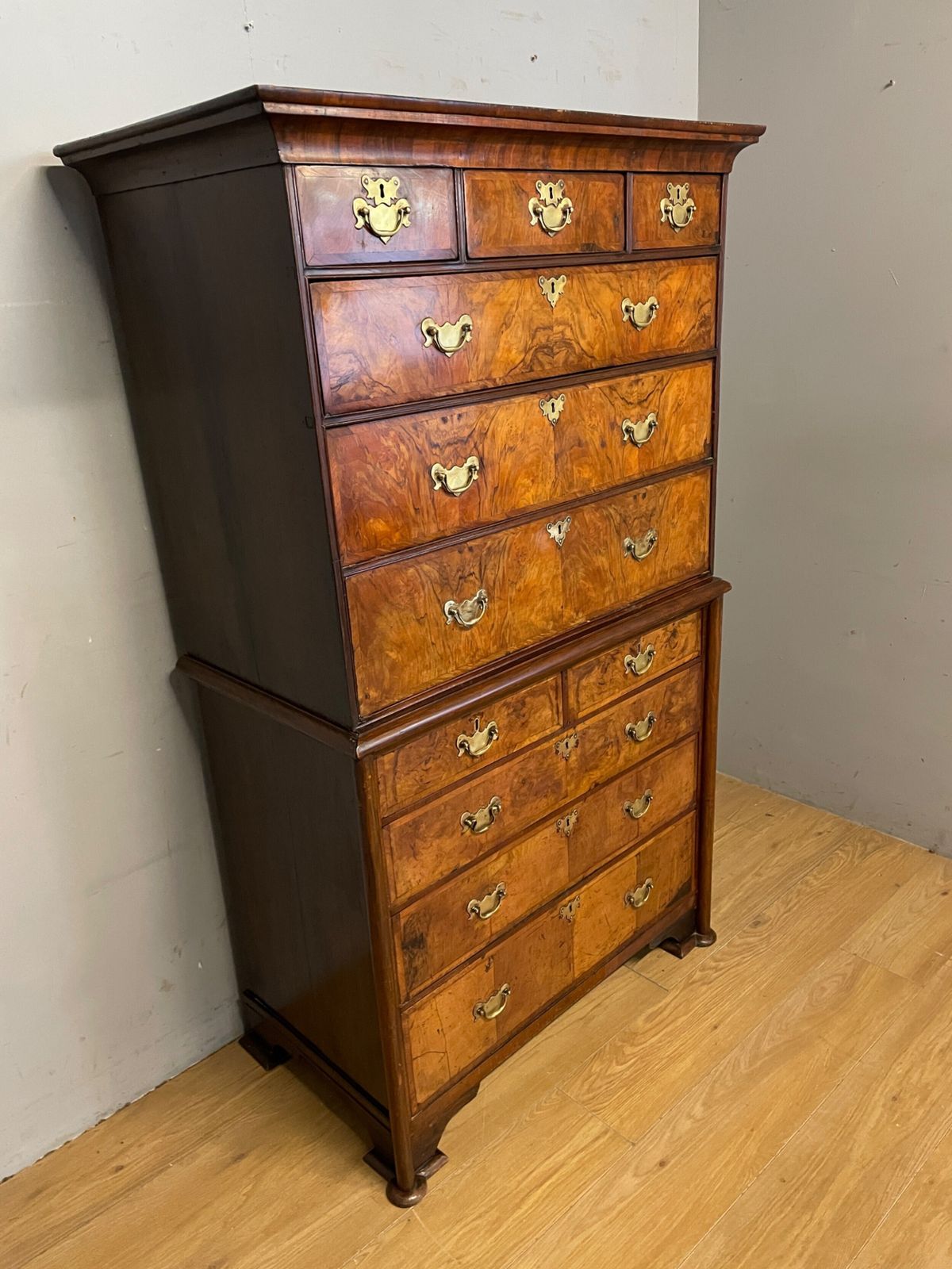 C19th Burr Walnut Chest On Chest photo for sale