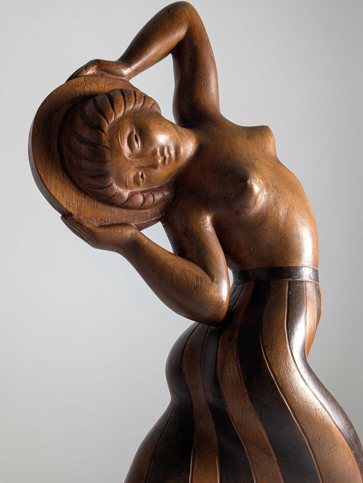 Art Deco Wooden Sculpture By Jens Jacob Bregnø, Denmark, 1900s, Signed photo for sale