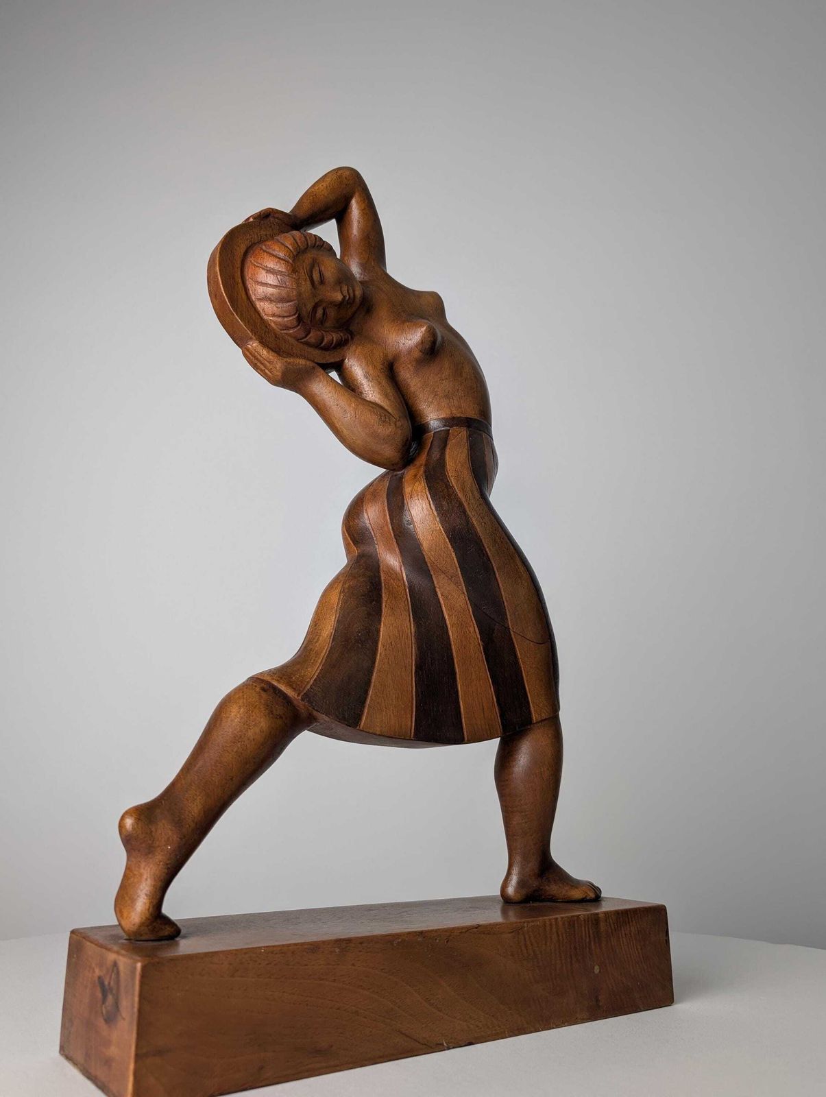 photo for sale Art Deco Wooden Sculpture By Jens Jacob Bregnø, Denmark, 1900s, Signed