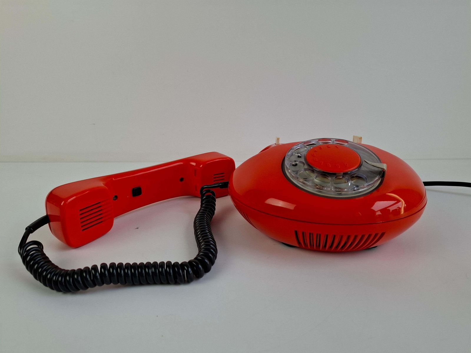 Tesla Midcentury Rotary Desk Telephone, Orange, Czechoslovakia, 1970s photo Home Decor
