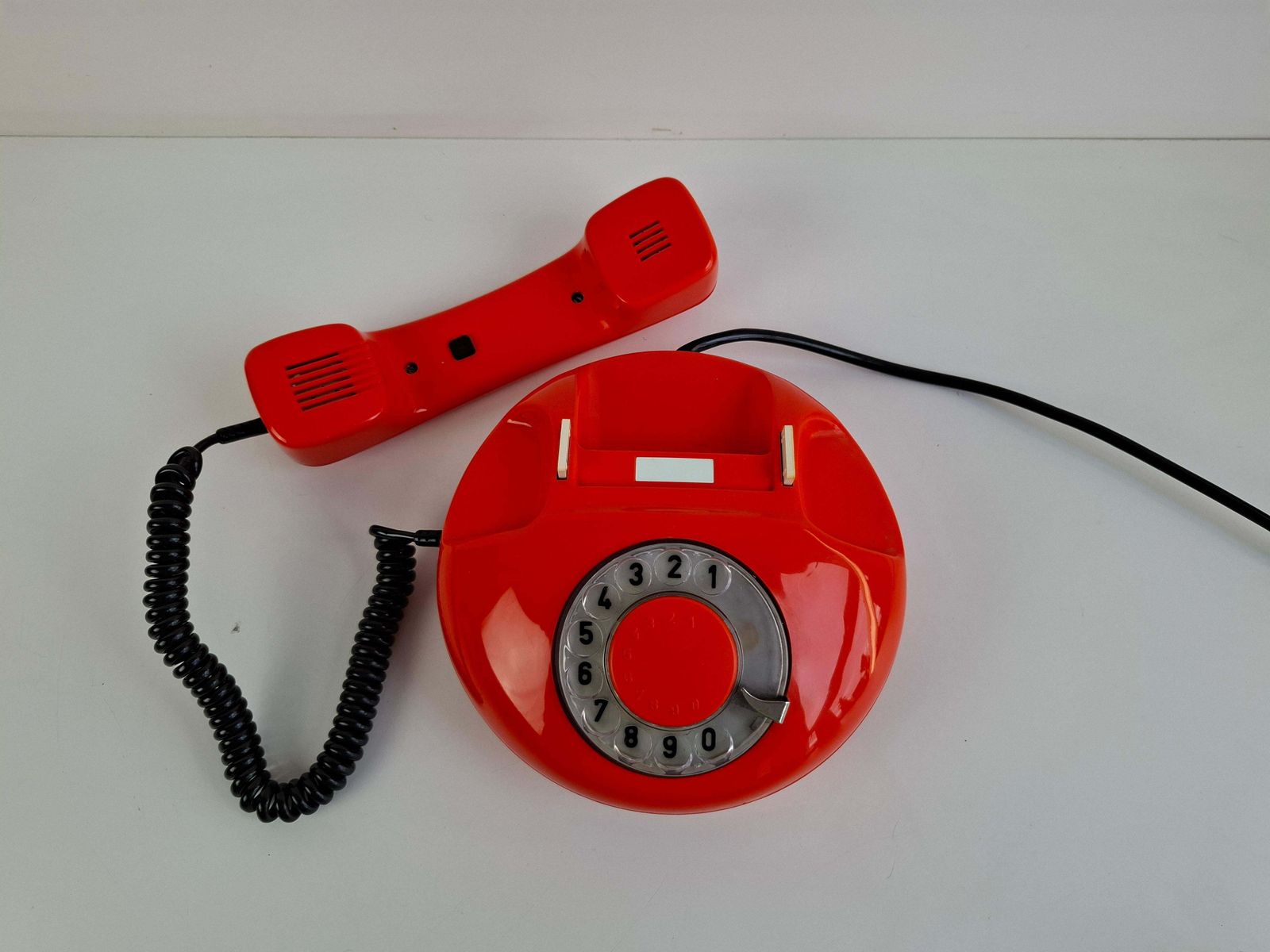 photo for sale Tesla Midcentury Rotary Desk Telephone, Orange, Czechoslovakia, 1970s