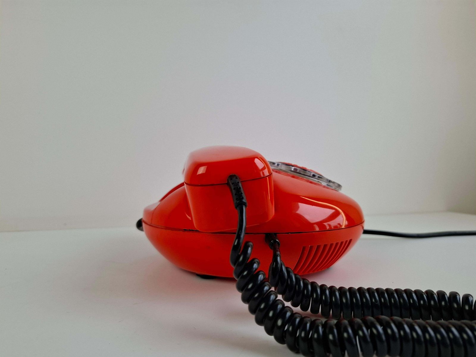365.0 Tesla Midcentury Rotary Desk Telephone, Orange, Czechoslovakia, 1970s photo