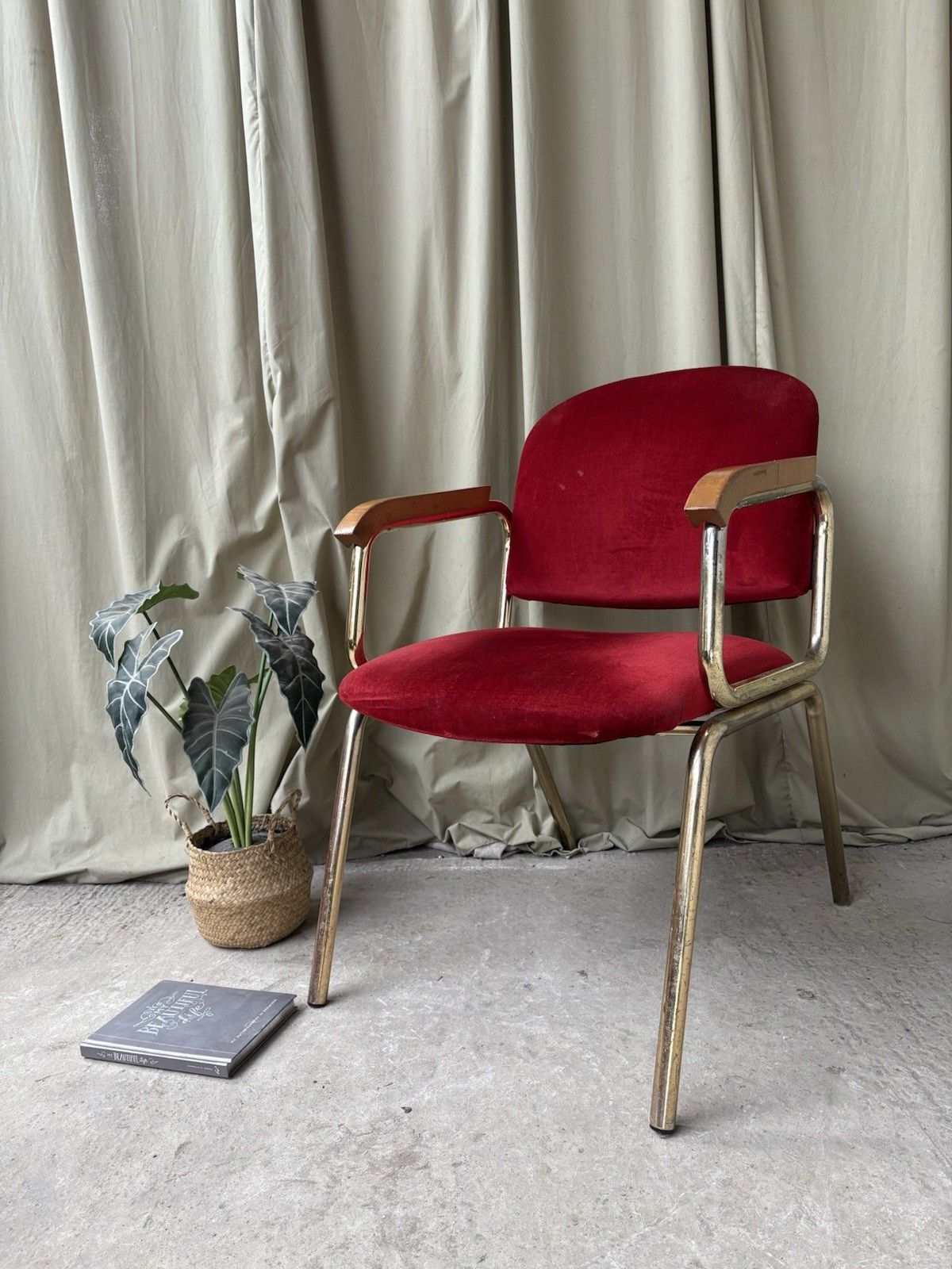 Vtg Late Mid Century Armchair Chrome Desk Chair Lounge Retro Bauhaus Style R1139 photo furniture