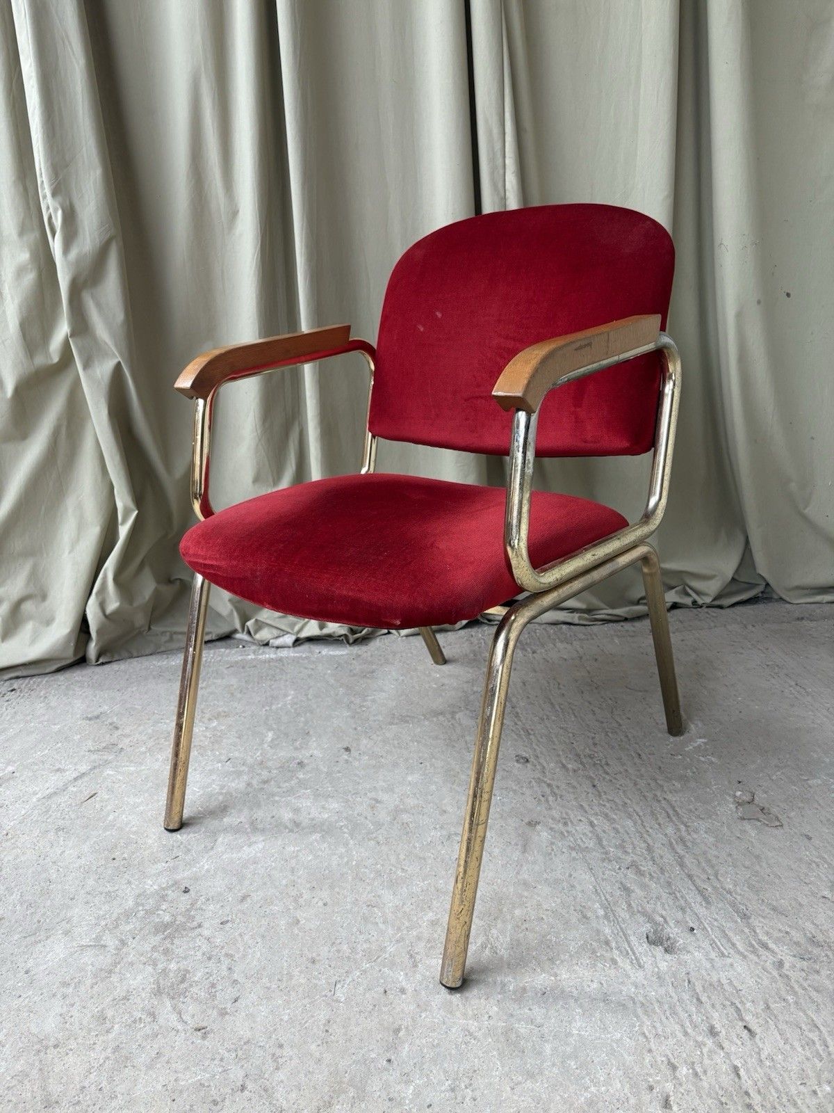 Vtg Late Mid Century Armchair Chrome Desk Chair Lounge Retro Bauhaus Style R1139 photo for sale