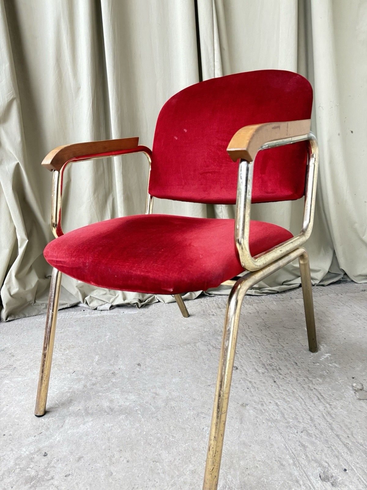 Vtg Late Mid Century Armchair Chrome Desk Chair Lounge Retro Bauhaus Style R1139 photo buy