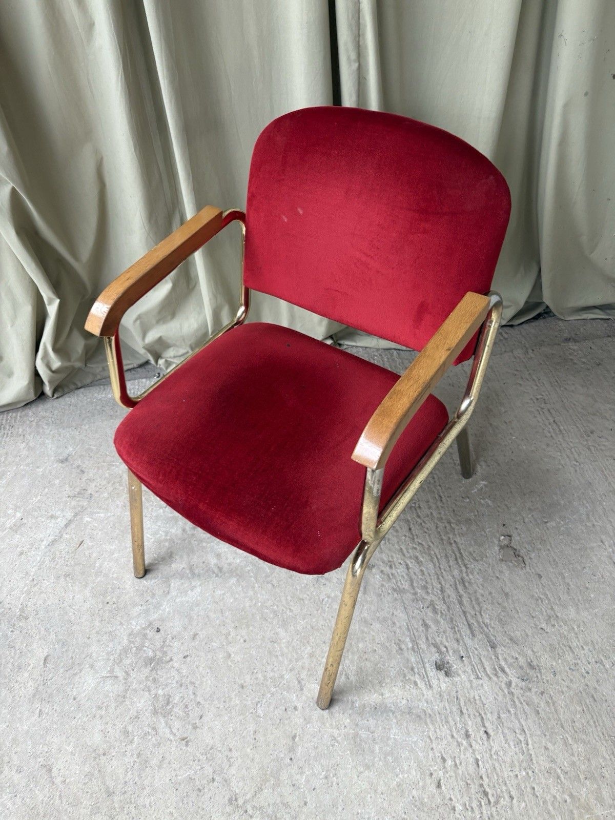 Vtg Late Mid Century Armchair Chrome Desk Chair Lounge Retro Bauhaus Style R1139 photo vintage