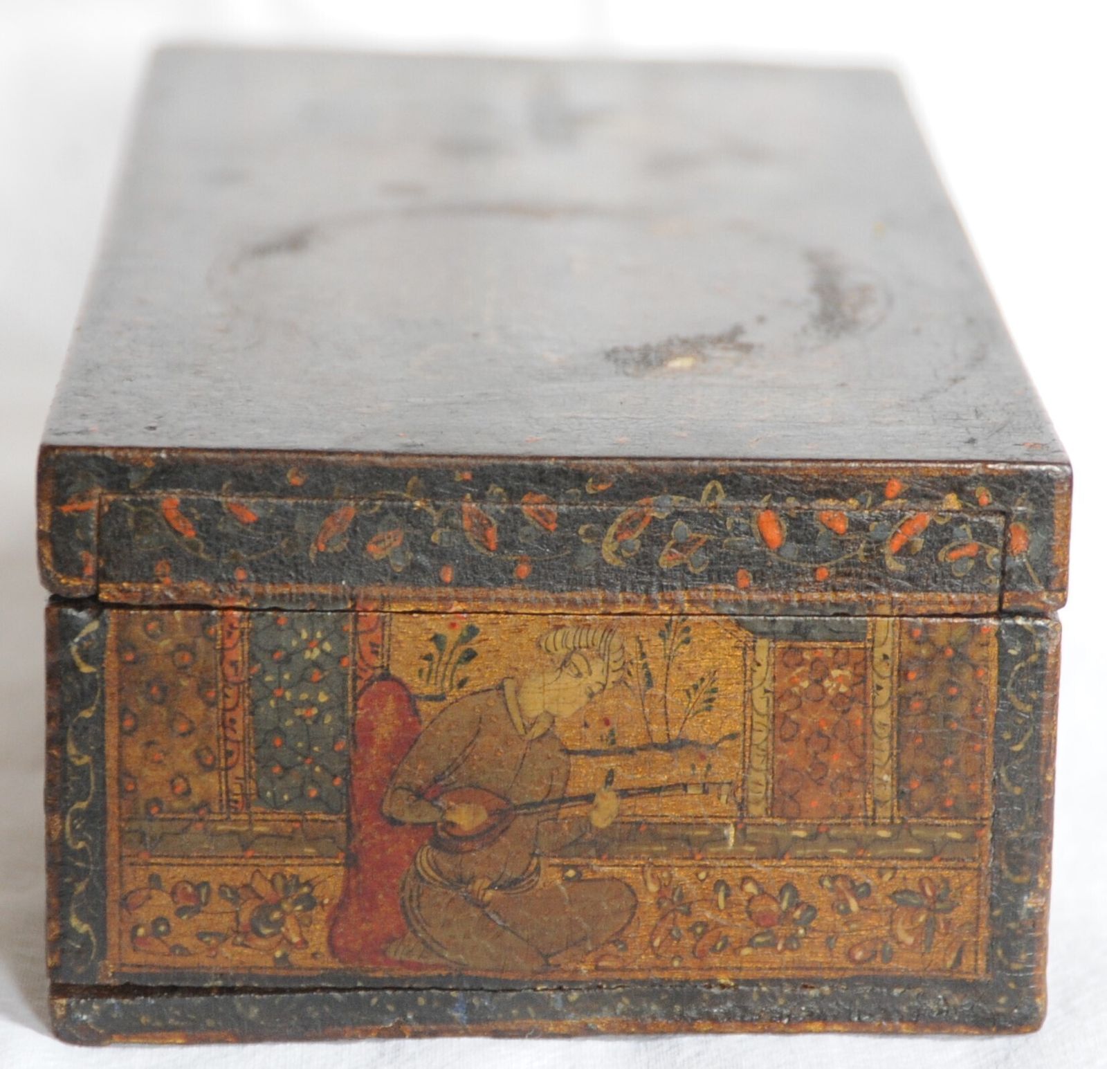 Antique Islamic Qajar Islamic Wooden Jewellery Box With Miniature Paintings photo Home Decor