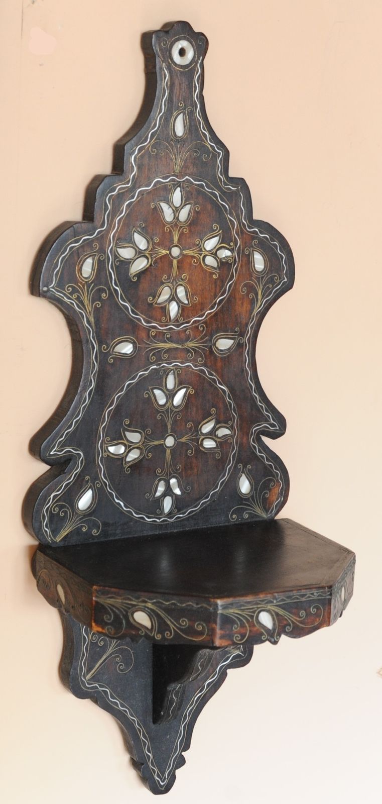Vintage Wall Bracket / Shelf With Mother Of Pearl From Islamic Middle East photo vinterior