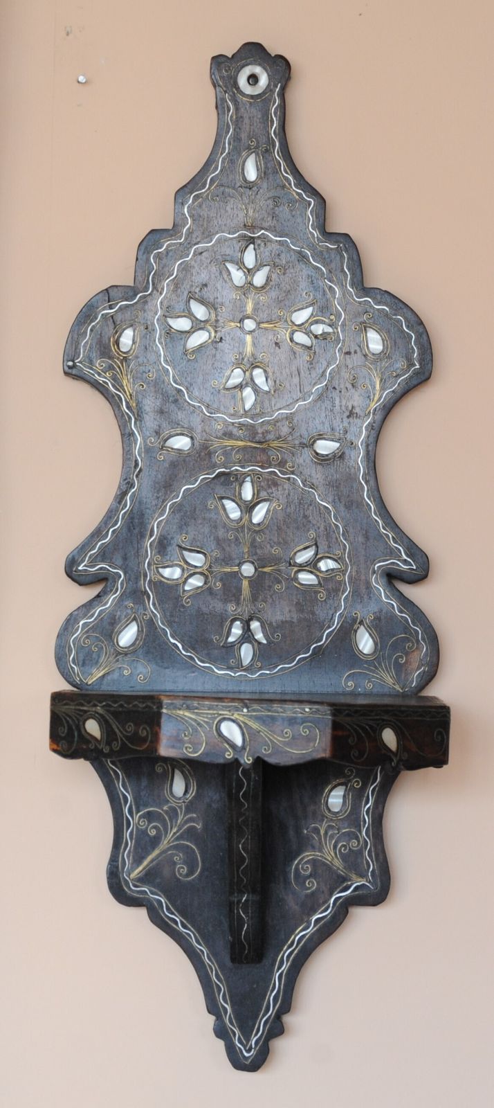 Vintage Wall Bracket / Shelf With Mother Of Pearl From Islamic Middle East photo vintage