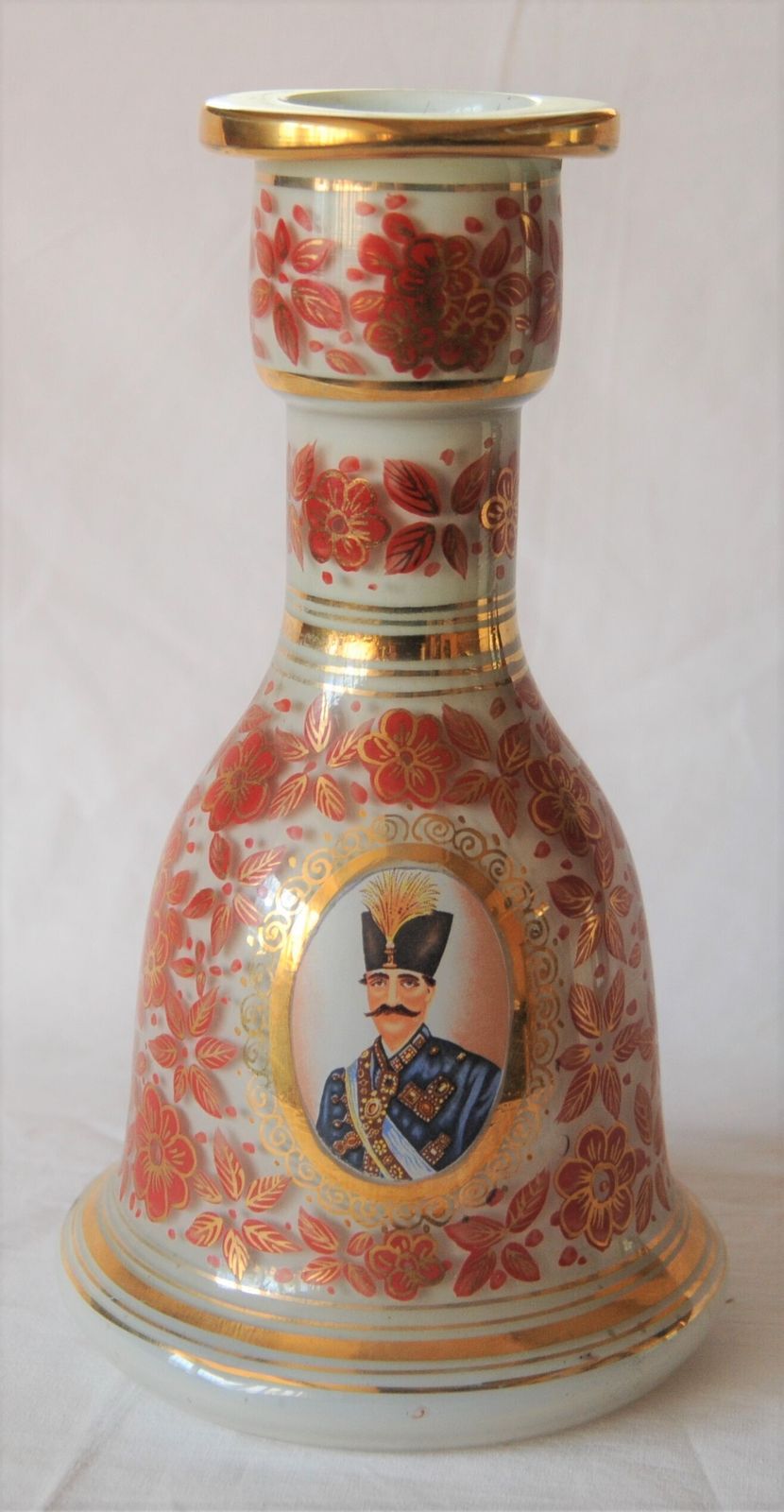 Antique Islamic Hookah With Portrait Of Qajar Shah photo for sale