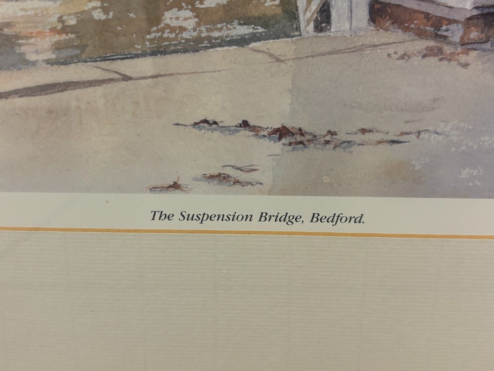 Framed Watercolour Print Of The Suspension Bridge, Bedford By Thelma Marks 1994 photo vintage