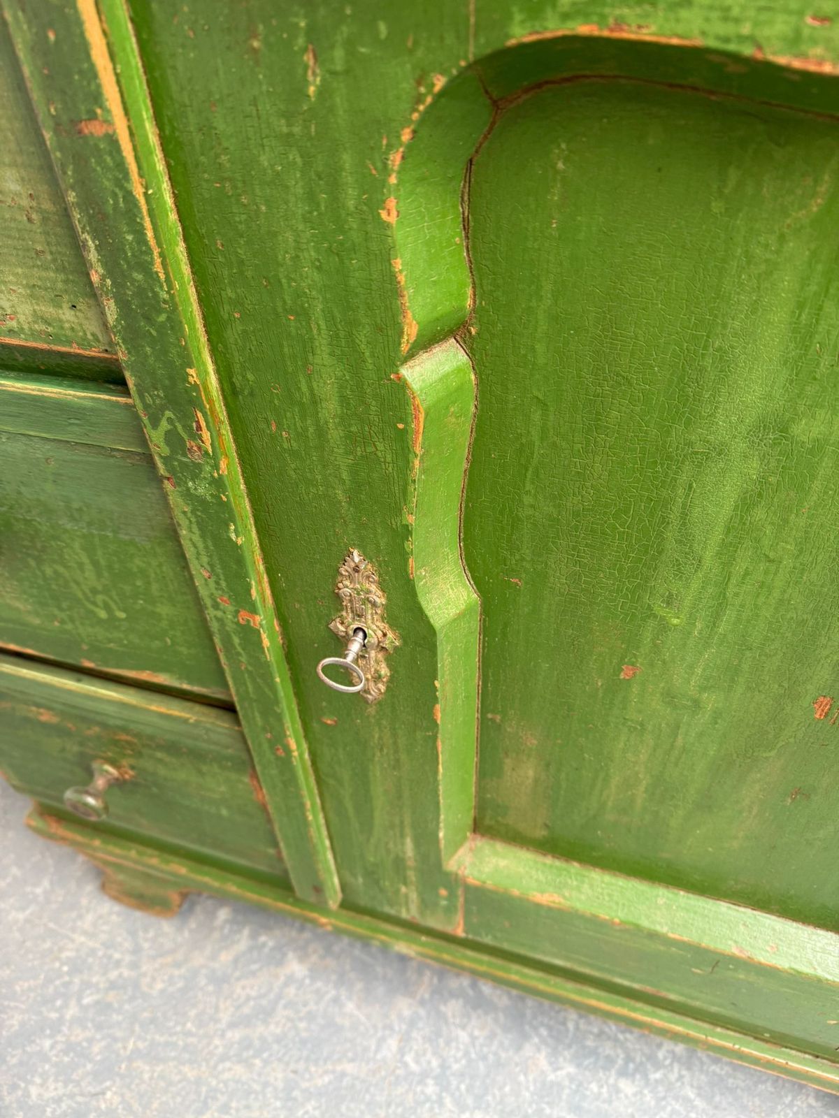 photo furniture An Amazingly Painted Green Georgian 3 Drawer Original Hungarian Cupboard
