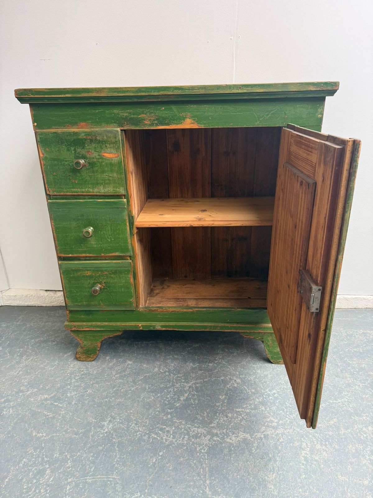 photo for sale An Amazingly Painted Green Georgian 3 Drawer Original Hungarian Cupboard